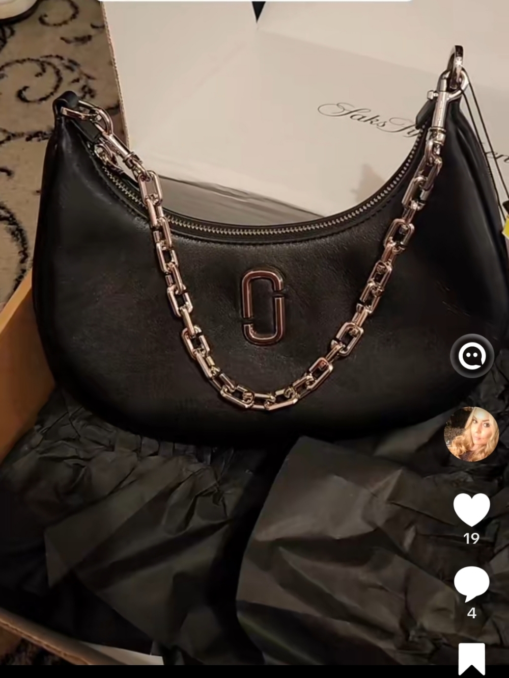Marc Jacobs Black Curve Bag with Chain Strap